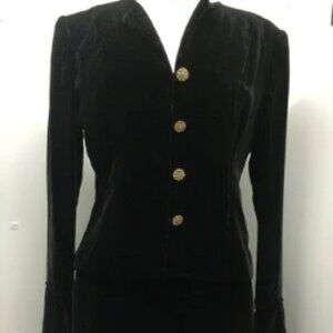 Bloomingdale's Vintage Women's Suit Black Velvet 2 Piece Skirt Suit Size 8